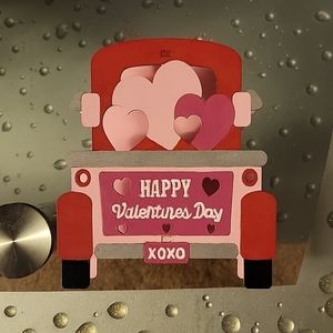 HAND CRAFTED PICKUP TRUCK WOODEN VALENTINE'S